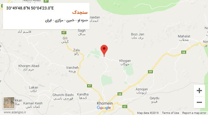 روستای سنجدک بر روی نقشه
