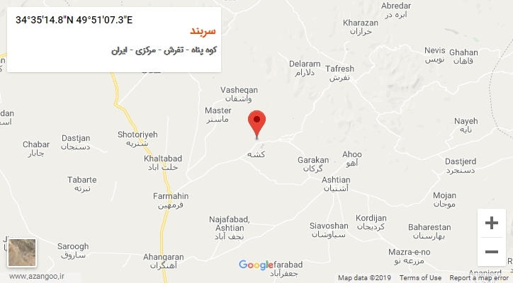 روستای سربند بر روی نقشه