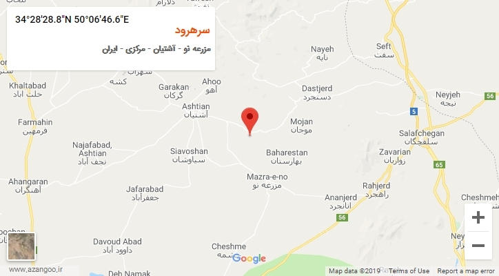 روستای سرهرود بر روی نقشه