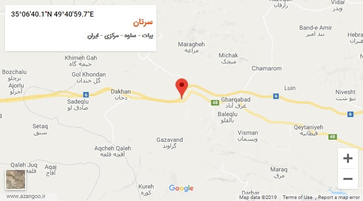 روستای سرتان بر روی نقشه