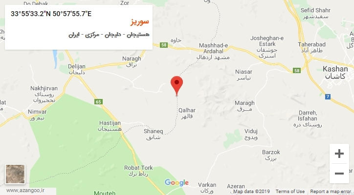 روستای سوریز بر روی نقشه