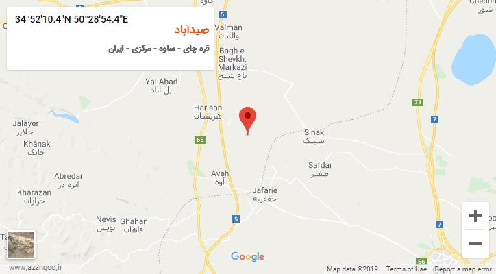 روستای صیدآباد بر روی نقشه