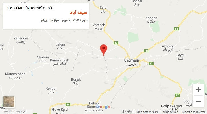 روستای سیف آباد بر روی نقشه