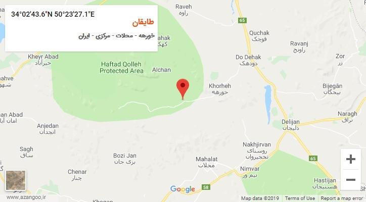 روستای طایقان بر روی نقشه