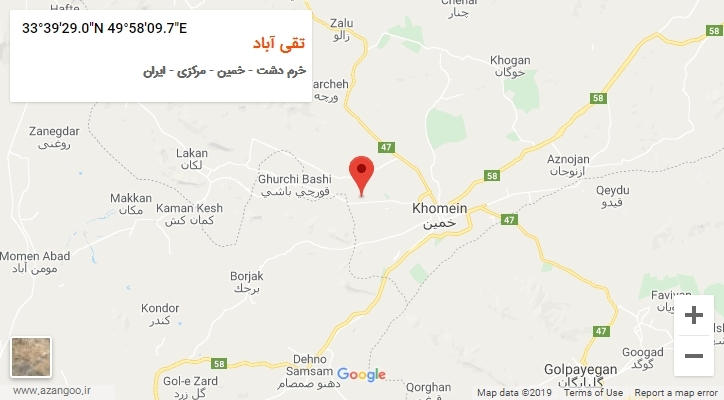 روستای تقی آباد بر روی نقشه