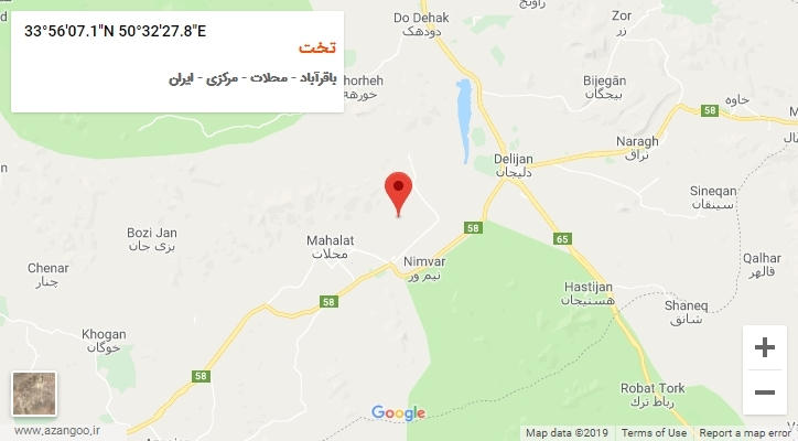 روستای تخت بر روی نقشه
