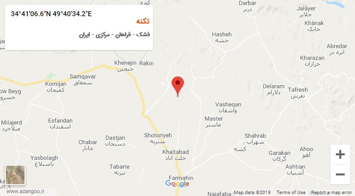 روستای تکنه بر روی نقشه