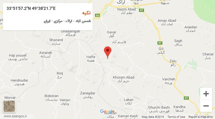 روستای تکیه بر روی نقشه