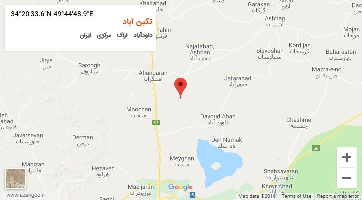 روستای تکین آباد بر روی نقشه