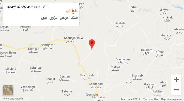 روستای تلخ اب بر روی نقشه