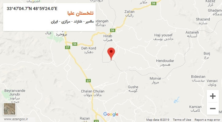 روستای تلخستان علیا بر روی نقشه