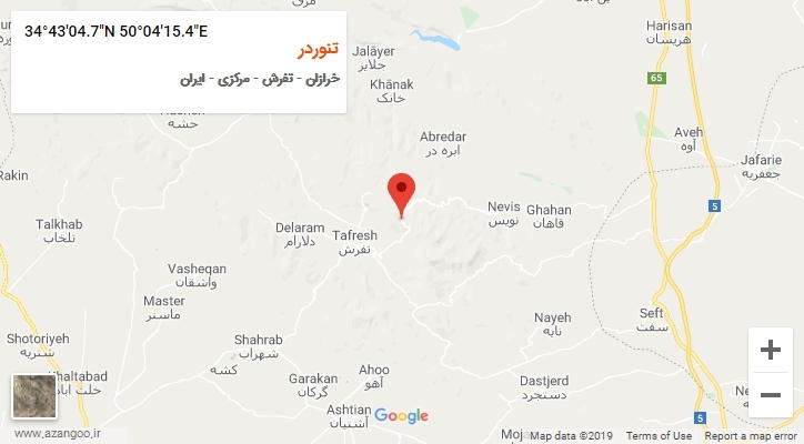 روستای تنوردر بر روی نقشه