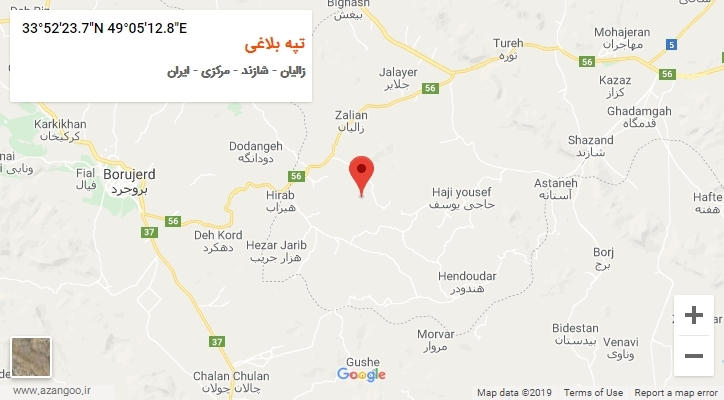 روستای تپه بلاغی بر روی نقشه