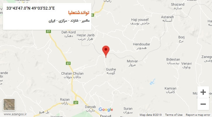 روستای تواندشتعلیا بر روی نقشه