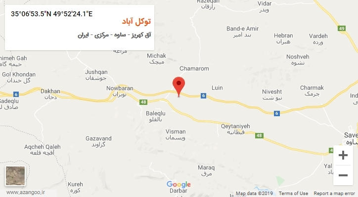 روستای توکل آباد بر روی نقشه