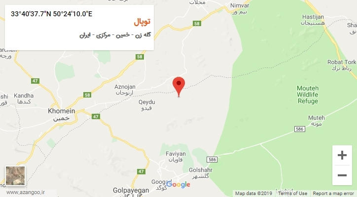 روستای توپال بر روی نقشه