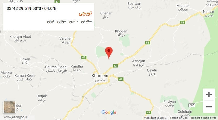 روستای توپچی بر روی نقشه