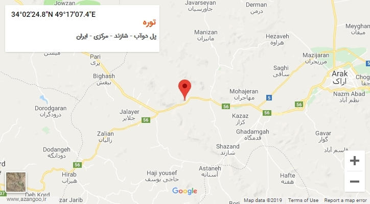 روستای توره بر روی نقشه