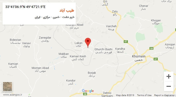 روستای طیب آباد بر روی نقشه