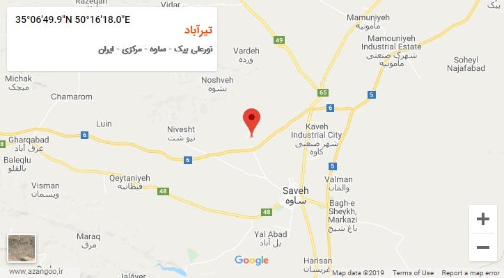 روستای تیرآباد بر روی نقشه
