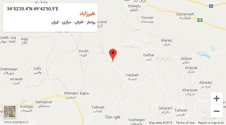 روستای طیرزآباد بر روی نقشه