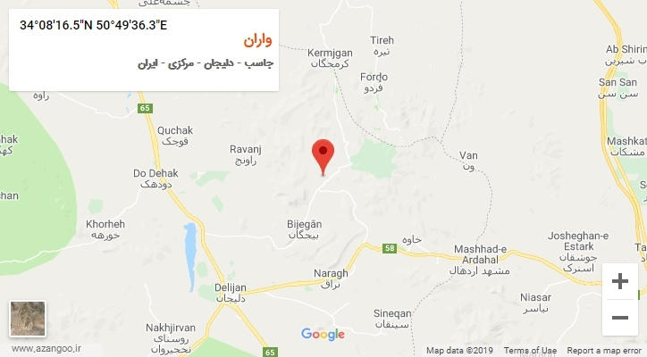 روستای واران بر روی نقشه