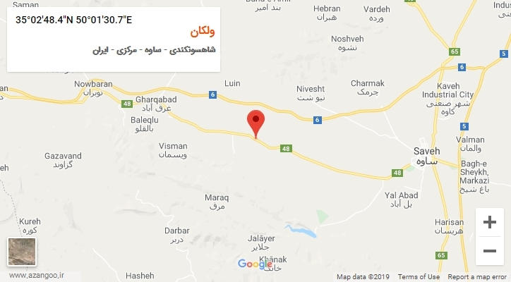 روستای ولکان بر روی نقشه