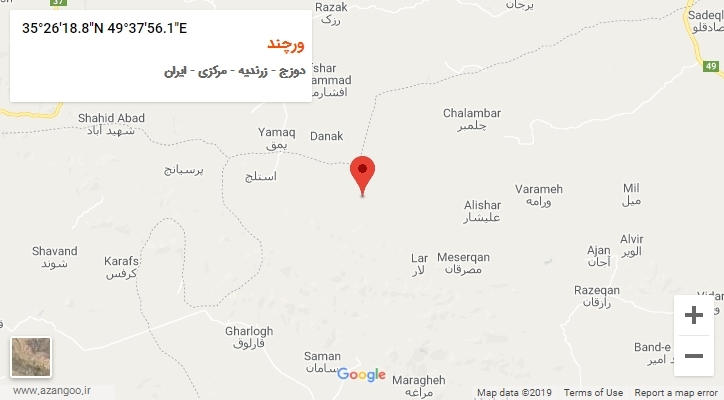 روستای ورچند بر روی نقشه