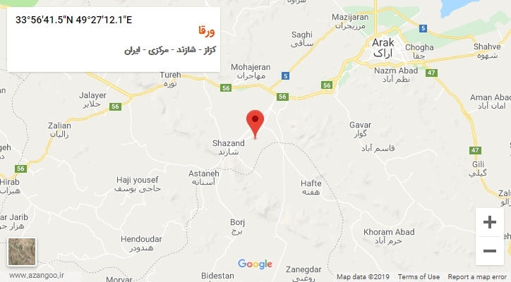 روستای ورقا بر روی نقشه