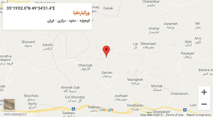 روستای ورکبارعلیا بر روی نقشه