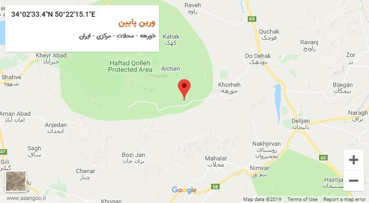 روستای ورین پایین بر روی نقشه
