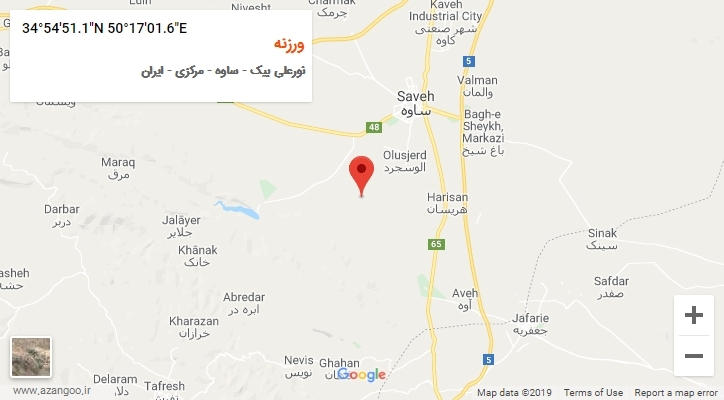 روستای ورزنه بر روی نقشه