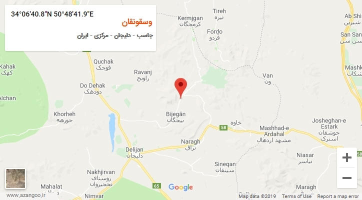 روستای وسقونقان بر روی نقشه