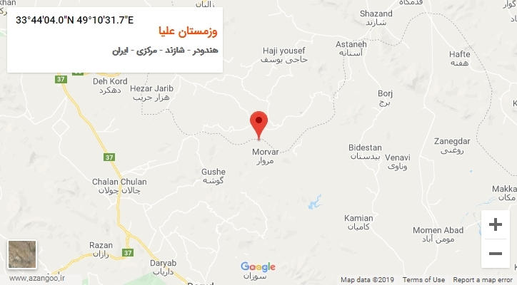 روستای وزمستان علیا بر روی نقشه