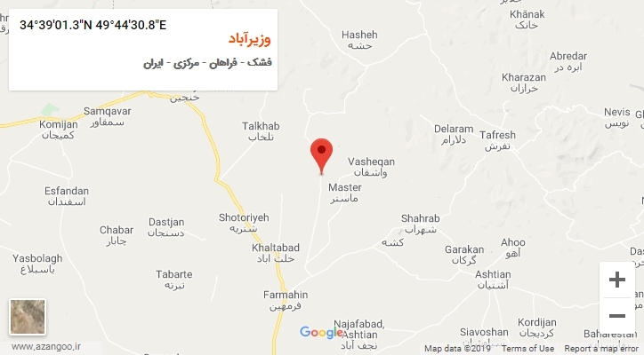 روستای وزیرآباد بر روی نقشه