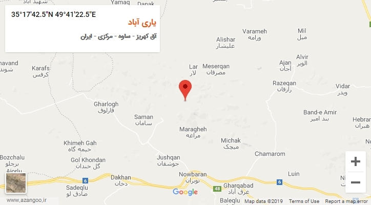 روستای یاری آباد بر روی نقشه