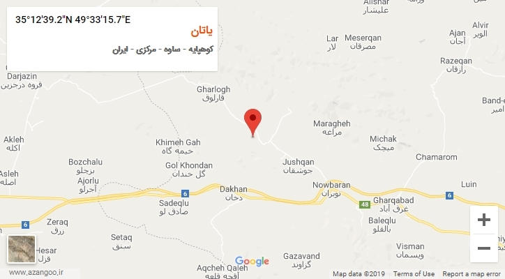 روستای یاتان بر روی نقشه