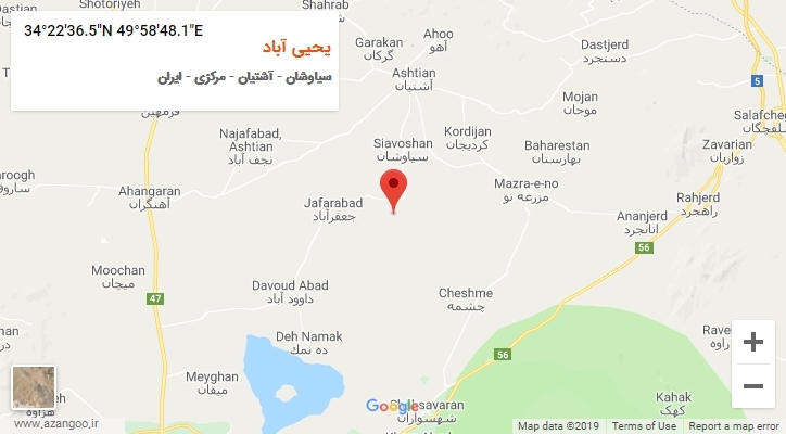 روستای یحیی آباد بر روی نقشه