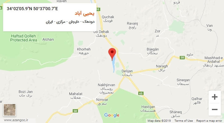 روستای یحیی آباد بر روی نقشه