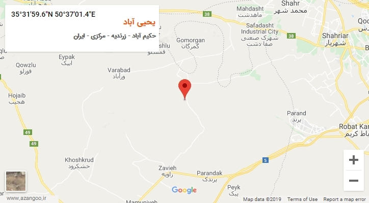 روستای یحیی آباد بر روی نقشه