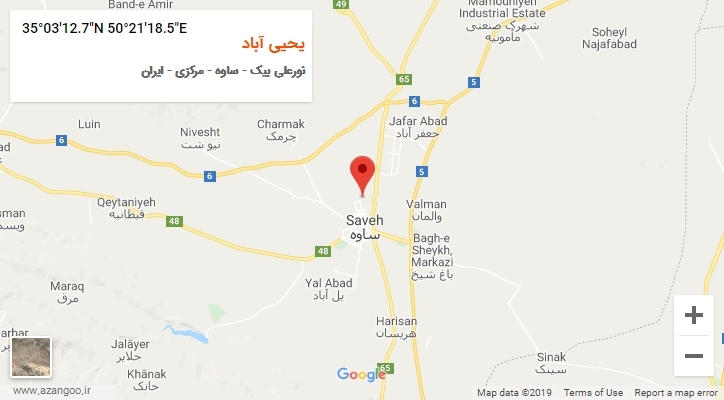 روستای یحیی آباد بر روی نقشه