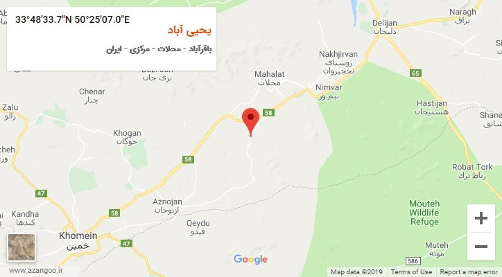 روستای یحیی آباد بر روی نقشه
