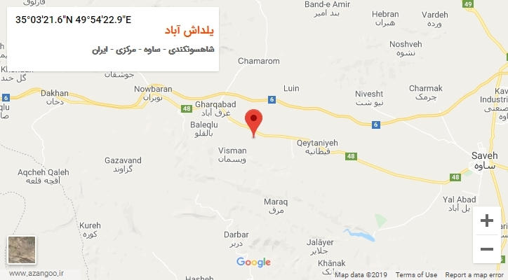 روستای یلداش آباد بر روی نقشه