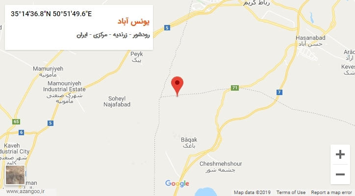 روستای یونس آباد بر روی نقشه