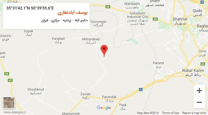 روستای یوسف آبادغفاری بر روی نقشه