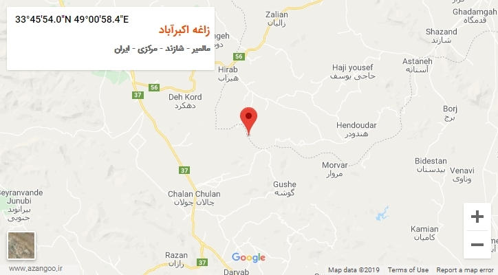 روستای زاغه اکبرآباد بر روی نقشه