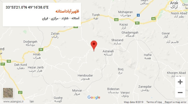 روستای ظهیرآباداستانه بر روی نقشه