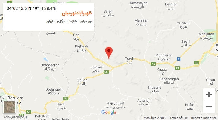 روستای ظهیرآبادنهرمیان بر روی نقشه