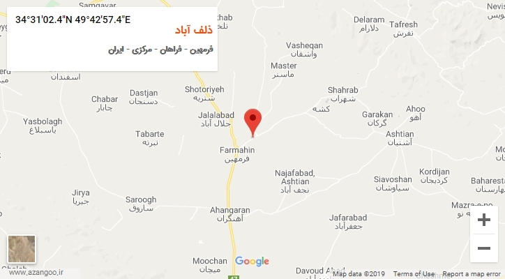 روستای ذلف آباد بر روی نقشه