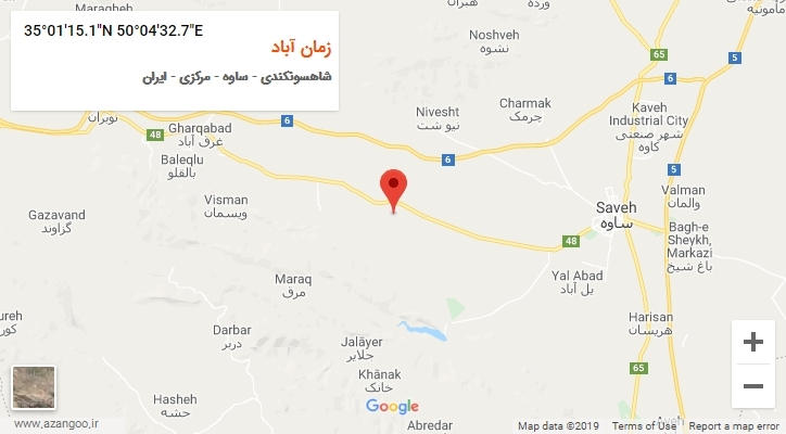 روستای زمان آباد بر روی نقشه